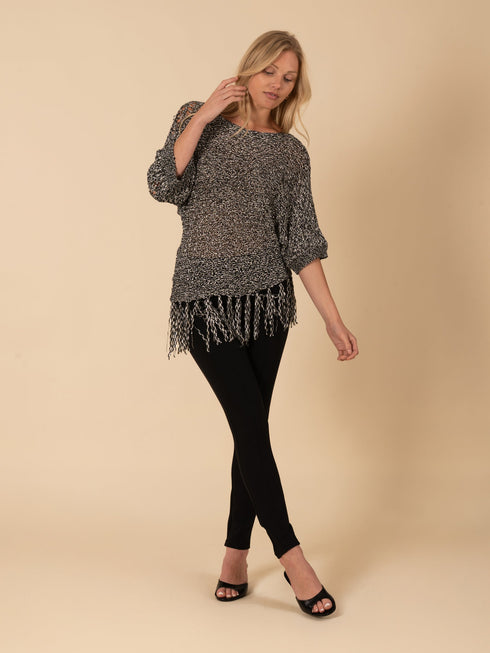 Crochet Pullover Coverup With Fringe Bottom
